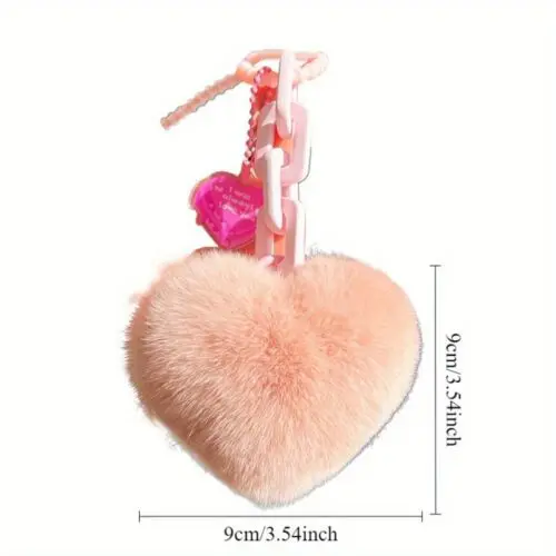 Adorable Heart-Shaped Ball Keychain – Soft Plush Bag Pendant for Women, Perfect Valentine’s Day Gift