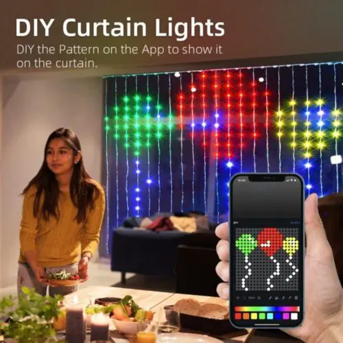 6.6FT x 6.6FT Smart LED Curtain Lights – 400 RGB USB String Lights w/ APP & Remote, DIY Indoor Decor