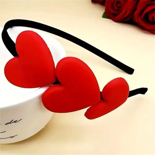 Vintage Red Heart Headband – Elegant Resin Hair Accessory for Women’s Festive & Daily Wear