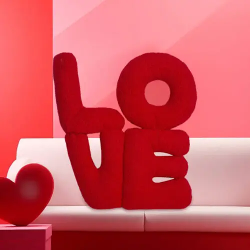 Valentine Sofa Decorative Pillows - LOVE & XO Letter Shapes, Soft Polyester, Perfect for Home and Party Decorations