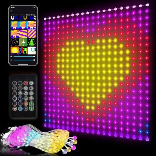 6.6FT x 6.6FT Smart LED Curtain Lights – 400 RGB USB String Lights w/ APP & Remote, DIY Indoor Decor