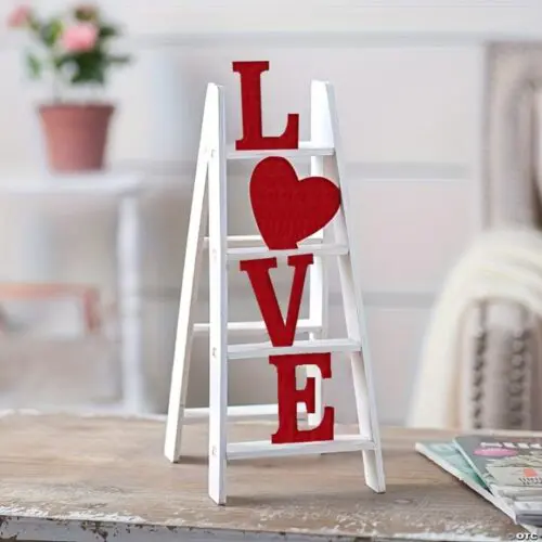 Classic Wooden Love Ladder Tabletop Decor - Multipurpose Manufactured Wood Wedding Theme, Elegant Table Display