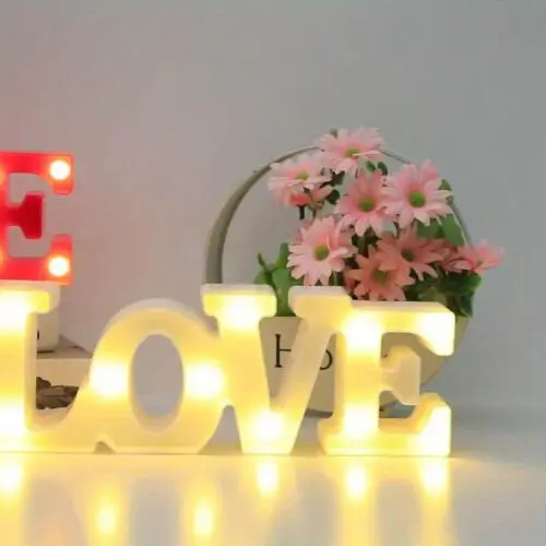 Romantic Love Shaped Night Light - Battery-Powered, Freestanding Tabletop Decor, Perfect for Bedroom, Weddings, and Valentine’s Day