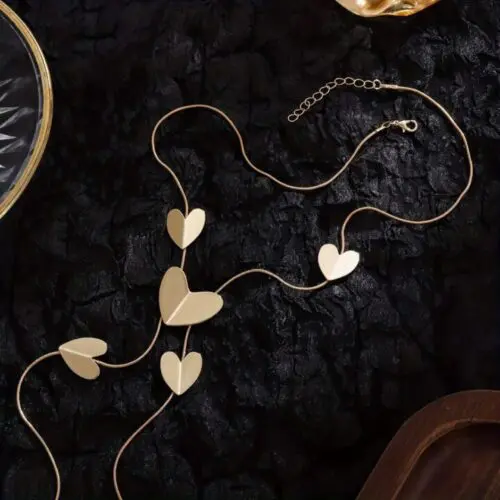 Stylish Y Shaped Necklace for Women – 14K Gold Plated Heart Pendant, Perfect for Evening Dresses & Gifts