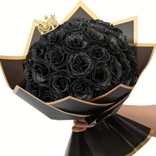 24/36 pcs Everlasting Glitter Roses Bouquet – Shiny Artificial Red Roses for Valentine’s, Weddings & More