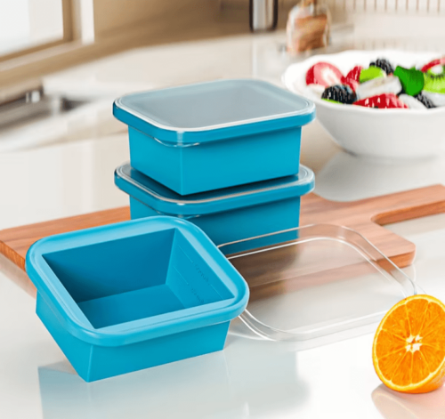 Silicone Mold for Food Storage & Meal Prep-Easy-Release Stackable Meal Prep |Silicone Freezing Tray With Plastic Lid Freezer Container Large