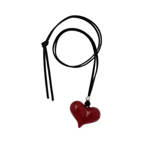 Ankela Red Heart Shaped Necklace – Long Sweater Chain Pendant, Luxury Women’s Accessory for Daily Wear & Gifts