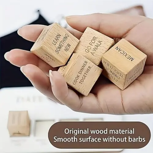 Romantic Wooden Dice Set for Couples - Includes Chessboard & Storage Bag, Perfect for Date Nights, Anniversaries, Christmas & Valentine's Day Gifts
