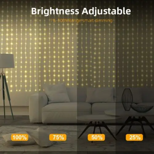 6.6FT x 6.6FT Smart LED Curtain Lights – 400 RGB USB String Lights w/ APP & Remote, DIY Indoor Decor