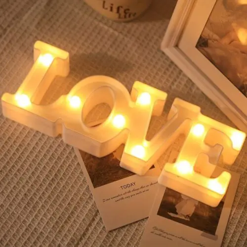 Romantic Love Shaped Night Light - Battery-Powered, Freestanding Tabletop Decor, Perfect for Bedroom, Weddings, and Valentine’s Day