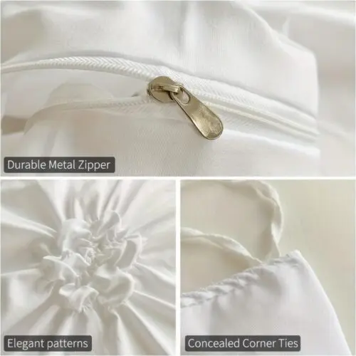 Rustic French Style Textured Flower Pinch Pleated Duvet Cover Set – Luxury All-Season Microfiber Bedding
