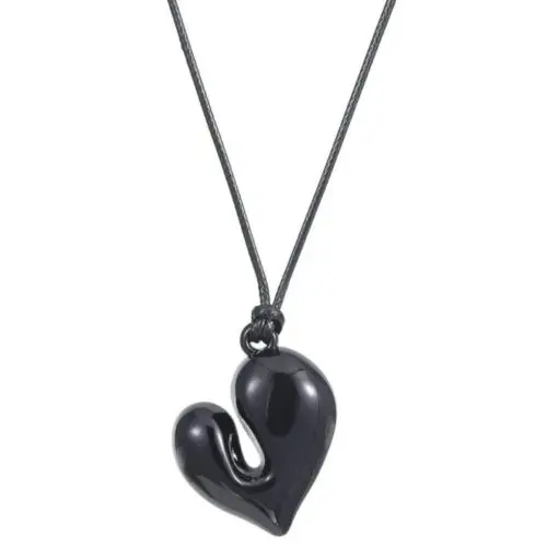 1pc Irregular Love Pendant Necklace – Adjustable Vintage PU Leather Chain, Perfect for Festivals & Gifts