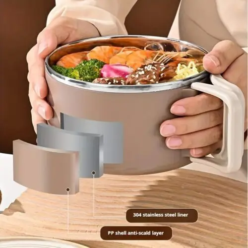 Stainless Steel Lunch Box with Spoon & Phone Holder – Portable Bento for School, Office & Home - Image 7