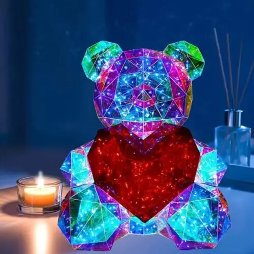 USB Powered Glow Gift for Valentine’s Day - Colorful LED Care Bear for Christmas, Weddings & Birthdays