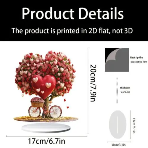 Valentine's Day Tree of Life Desktop Ornament - 2D Acrylic Heart-Shaped Design, Boho Style, Perfect Gift for Valentine’s Day