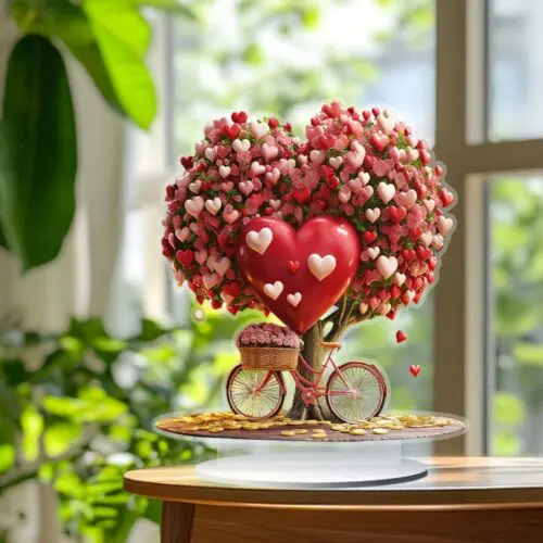 Valentine's Day Tree of Life Desktop Ornament - 2D Acrylic Heart-Shaped Design, Boho Style, Perfect Gift for Valentine’s Day
