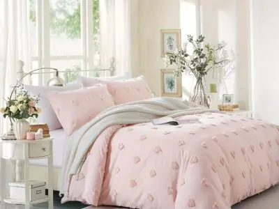 Heart Tufted Duvet Cover Set – Shabby Chic Embroidered Lightweight Microfiber Bedding for All Seasons
