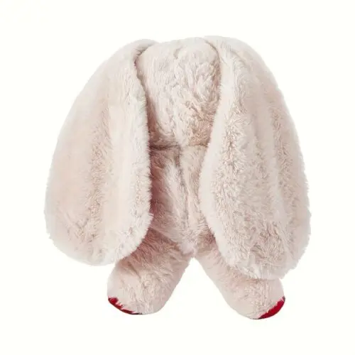 11.8" White & Red Long-Eared Bunny Plush Toy – Soft Cotton Blend, Adorable Heart Patch, Valentine’s & Easter Gift