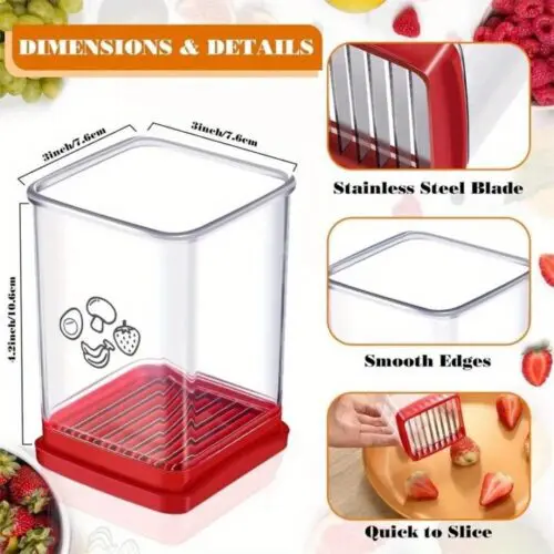 1pc Manual Kitchen Slicer – Stainless Steel Fruit & Vegetable Cutter with Easy-Grip Handle & Container
