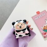 Cute Bear with Cow Costume Wireless Earphone Protection Case Suitable for General and Generation 1, 2 & Pro 3