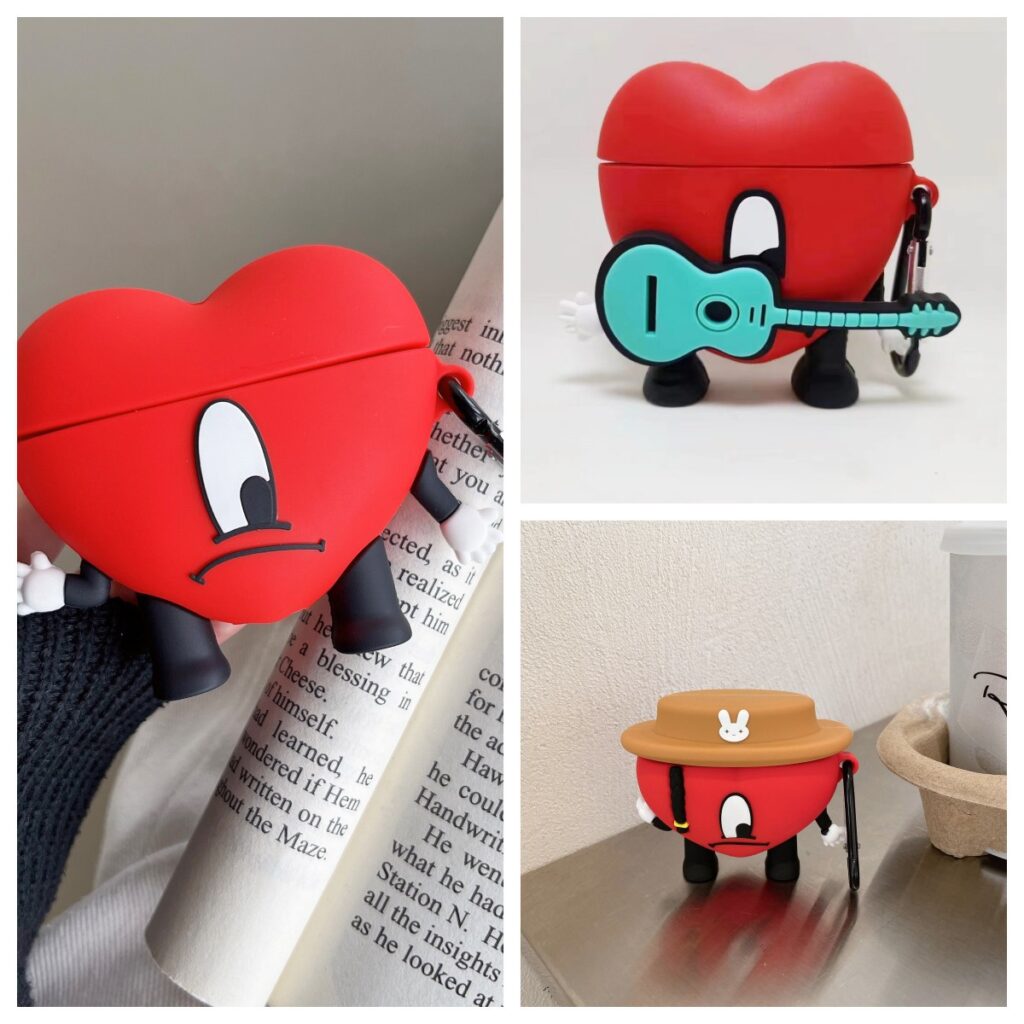 Bad B Silicone Heart Wireless Earphone Protective Case Suitable for General and Generation 1, 2, Pro2 & 3