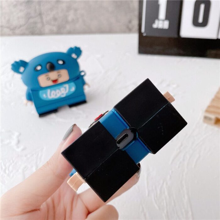 Super Cute Kid with Bear Costume Compatible with Apple, Cartoon Silicone Earphone Cover