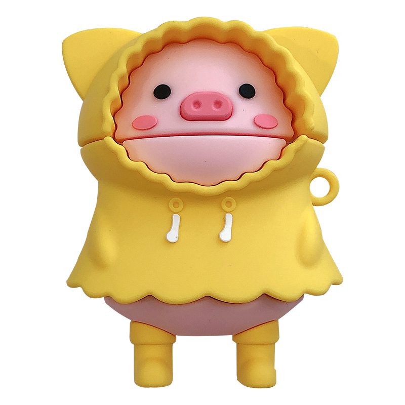 Pig with Raincoat Silicone Wireless Earphone Protective Case Suitable for General and Generation 1,2 & 3