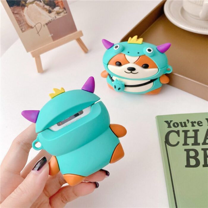 Dog with Dragon Costume Protective Silicone Wireless Earphone Cover Suitable for Generation 1&2