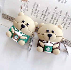 Silicone Bear Drinking Starbucks Earphone Protective Case Suitable for General, Generation 1, 2 & 3