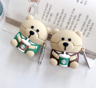 Silicone Bear Drinking Starbucks Earphone Protective Case Suitable for General, Generation 1, 2 & 3