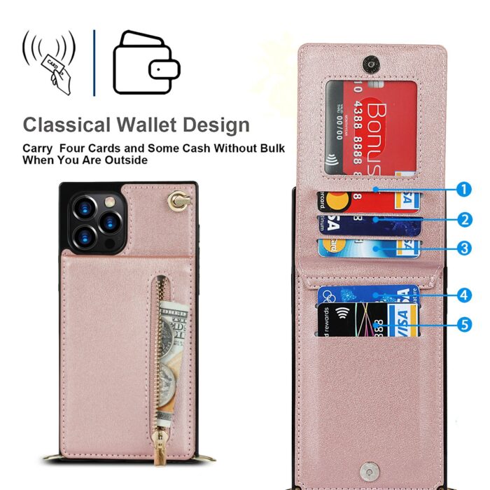 Dual Use Phone Protective Case with Attached Wallet and Crossbody Strap