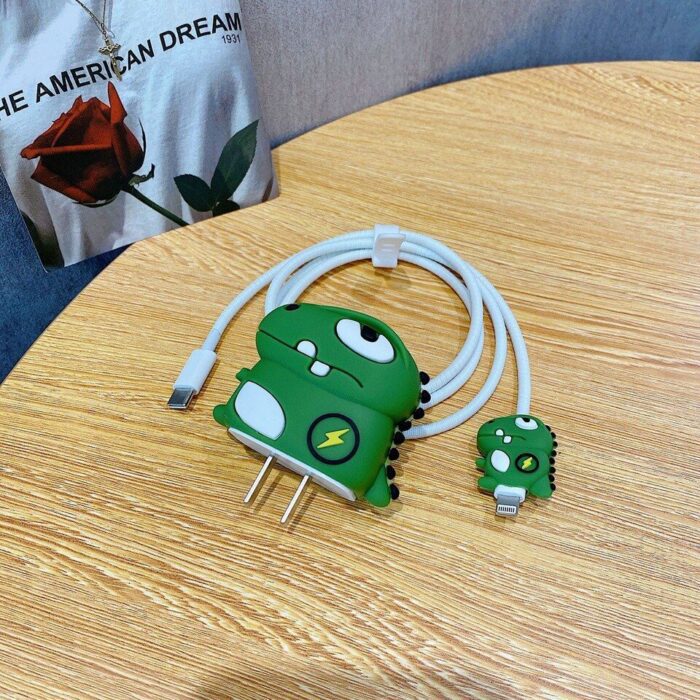iPhone Charger Data Cable Wrapped Protective Case 3D Cartoon Head for iPhone 11 12 18W 20W Fast Charger Protective Case