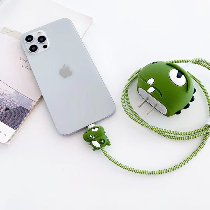 iPhone Charger Data Cable Wrapped Protective Case 3D Cartoon Head for iPhone 11 12 18W 20W Fast Charger Protective Case