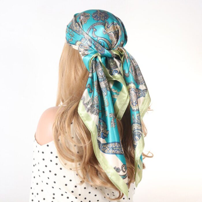 Elevate Your Style with a 90*90cm Luxury Brand Silk Scarf. This Square Scarf Doubles as a Bandana Shawl, Perfect for Fashionable Headbands and Hair Scarves