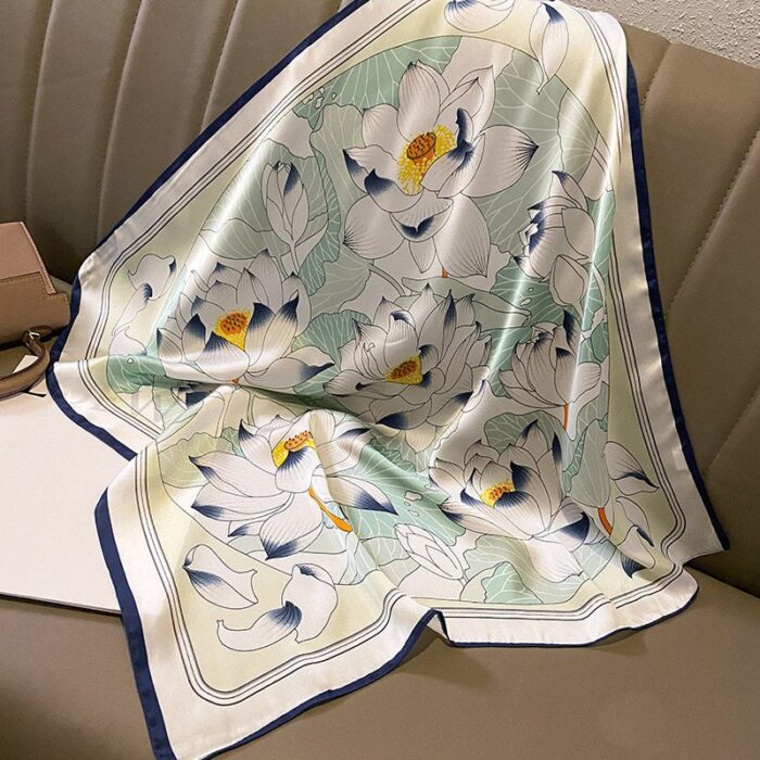 Luxury Brand 70x70cm Multifunction Silk Scarf: Featuring Elegant Horse Prints, this Casual Satin Small Square Wrap is a Versatile Scarf, Shawl, and Bandana