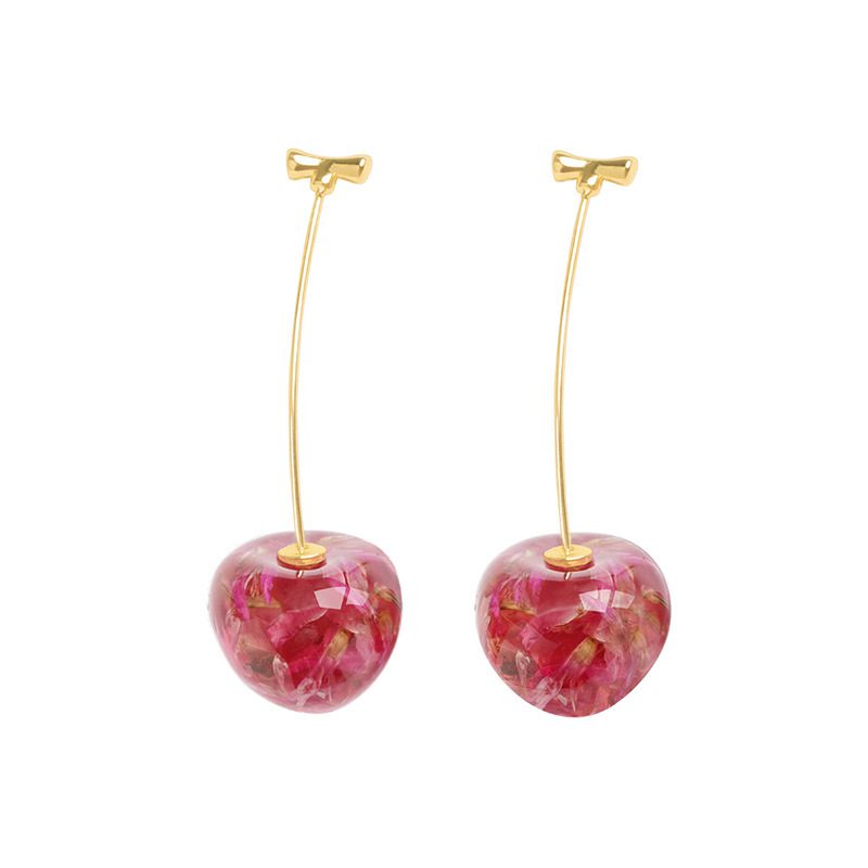 Cherry Blossom Elegance: French-Inspired Long Dried Cherry Earrings