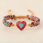 Peach Heart Love: Red Emperor Stone Braided Bracelet