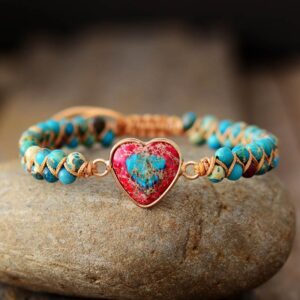 Peach Heart Love: Red Emperor Stone Braided Bracelet