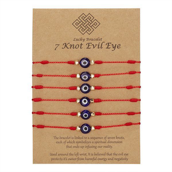 Evil Eye 6-Pack of Blue Eye Braided Adjustable Bracelets