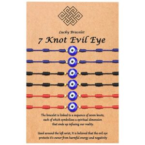 Evil Eye 6-Pack of Blue Eye Braided Adjustable Bracelets