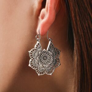 Bohemian Blossom Vintage Openwork Floral Earrings with Ethnic Flair