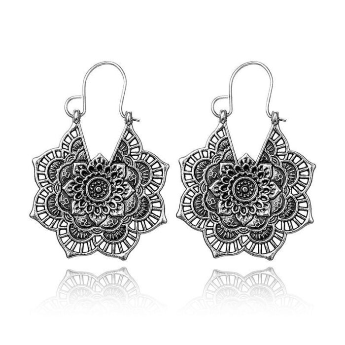 Bohemian Blossom Vintage Openwork Floral Earrings with Ethnic Flair