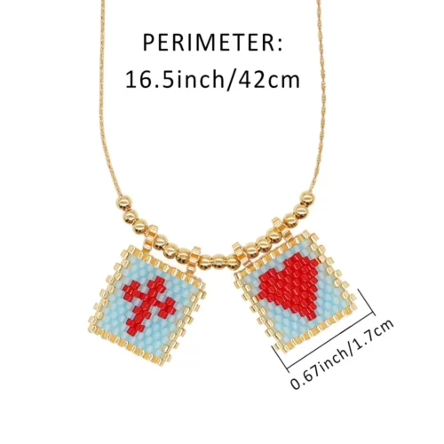 Boho Design for Women: Evil Eye Necklace Cross Pendant, Miyuki Beaded Choker Necklace Gift for Friends