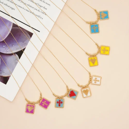 Boho Design for Women: Evil Eye Necklace Cross Pendant, Miyuki Beaded Choker Necklace Gift for Friends