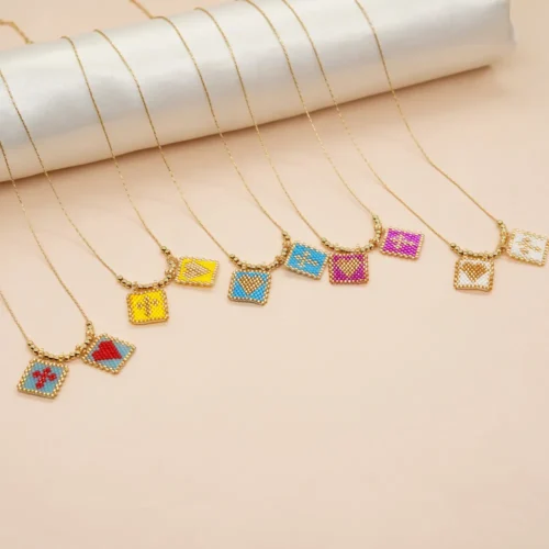 Boho Design for Women: Evil Eye Necklace Cross Pendant, Miyuki Beaded Choker Necklace Gift for Friends
