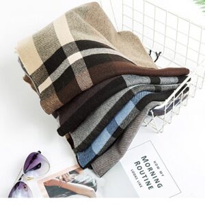 Versatile Men’s Plaid Warm Scarf