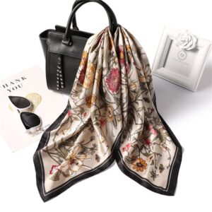 Elegant Printed Silk Scarf for Professional Women/Simulated Silk Elegance