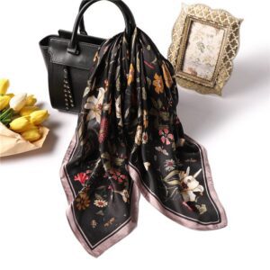 Elegant Printed Silk Scarf for Professional Women/Simulated Silk Elegance