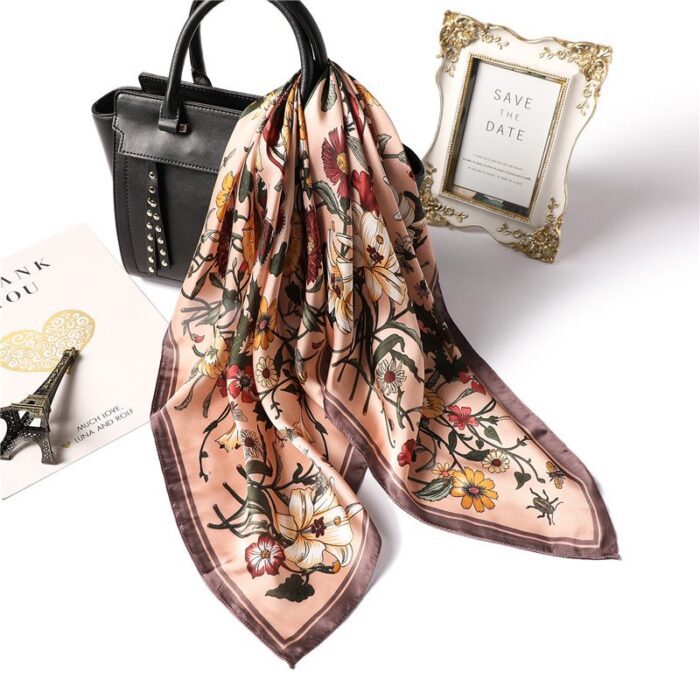 Elegant Printed Silk Scarf for Professional Women/Simulated Silk Elegance