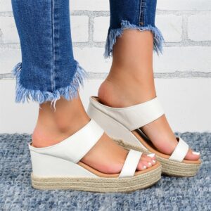 Slip on Wedge Sandals for Women Platform Sandals Espadrille Wedge Sandals Casual Open Toe High Heel Wedges Fashion Slides Comfortable Walking Sandals